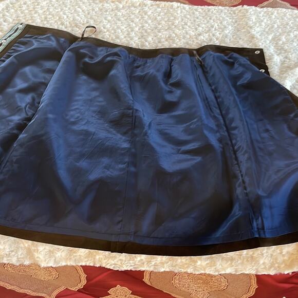 STOCKO YKK New York Brown Leather Skirt A-Line Snap Closure - Picture 9 of 11